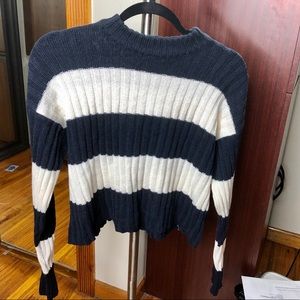 AE stripe knit mockneck pullover sweater